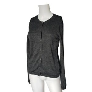 GAP Gray Cardigan Sweater Button Up Wool Blend Neutral Knit Womens Size Medium M